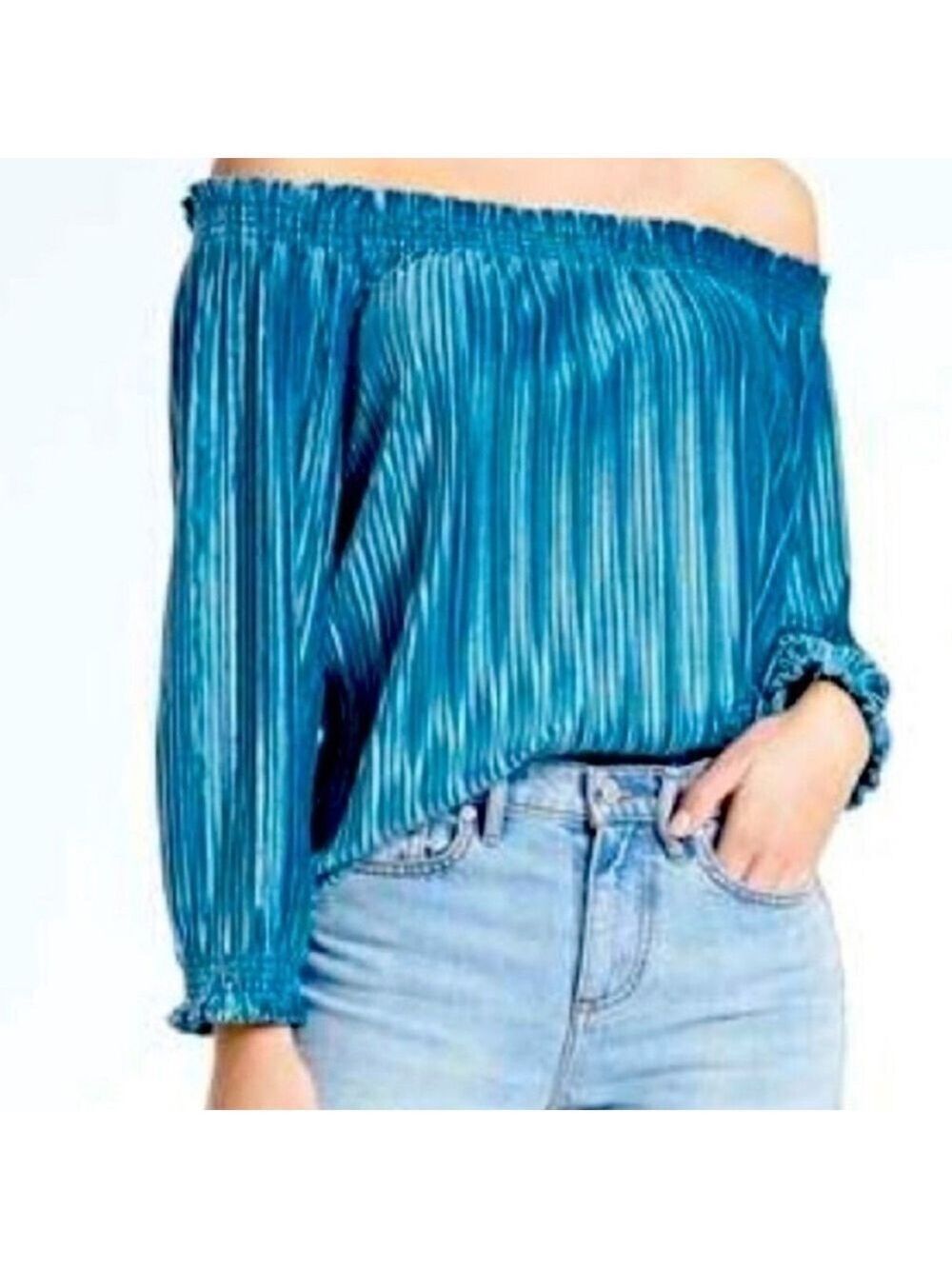 NWT Banana Republic Off The Shoulder Velvet Pleated Too - Picture 1 of 12
